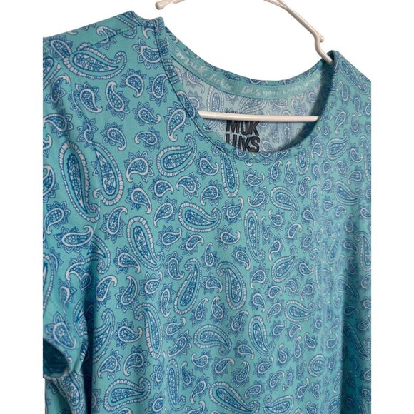 Muk Luks Three Piece Lounge Wear Set Size PM Aqua Stretch Pocket Shirt Pants Car - Picture 11 of 13